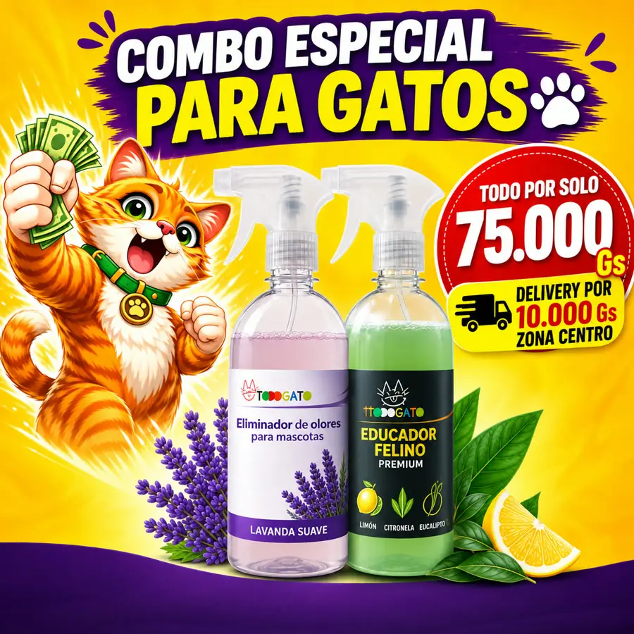 Combo eliminador de olores y educador felino
